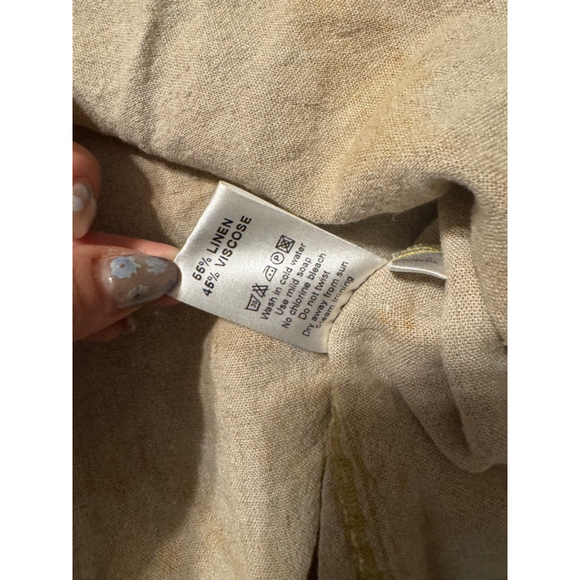 Vintage Terracotta Graphic Linen Blend Matching Set U Neck Pockets Skirt Size 4 - Picture 2 of 10